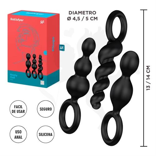 Booty Call kit de 3 dilatadores anales negros